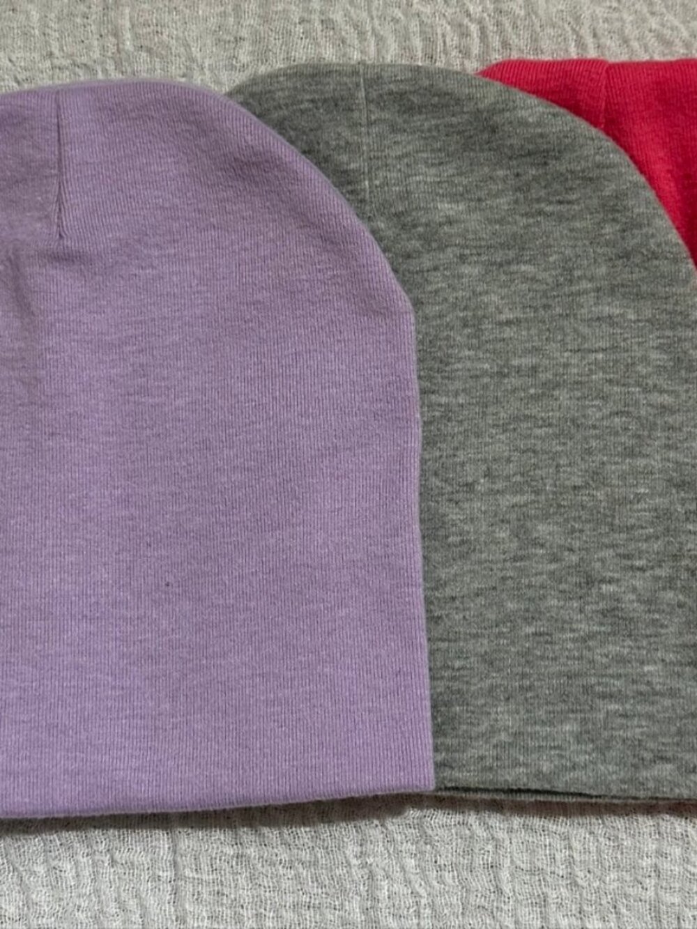 DRESHOW Baby Beanie Hats 3-Pack 6-24 Months Lavender Gray Red Knit Caps
